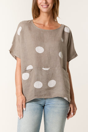 Polka Dot Linen Relaxed Top