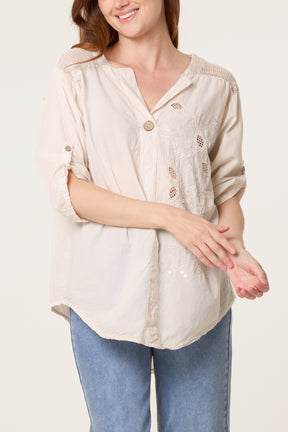 Embellished Cut-Out Floral Shirt