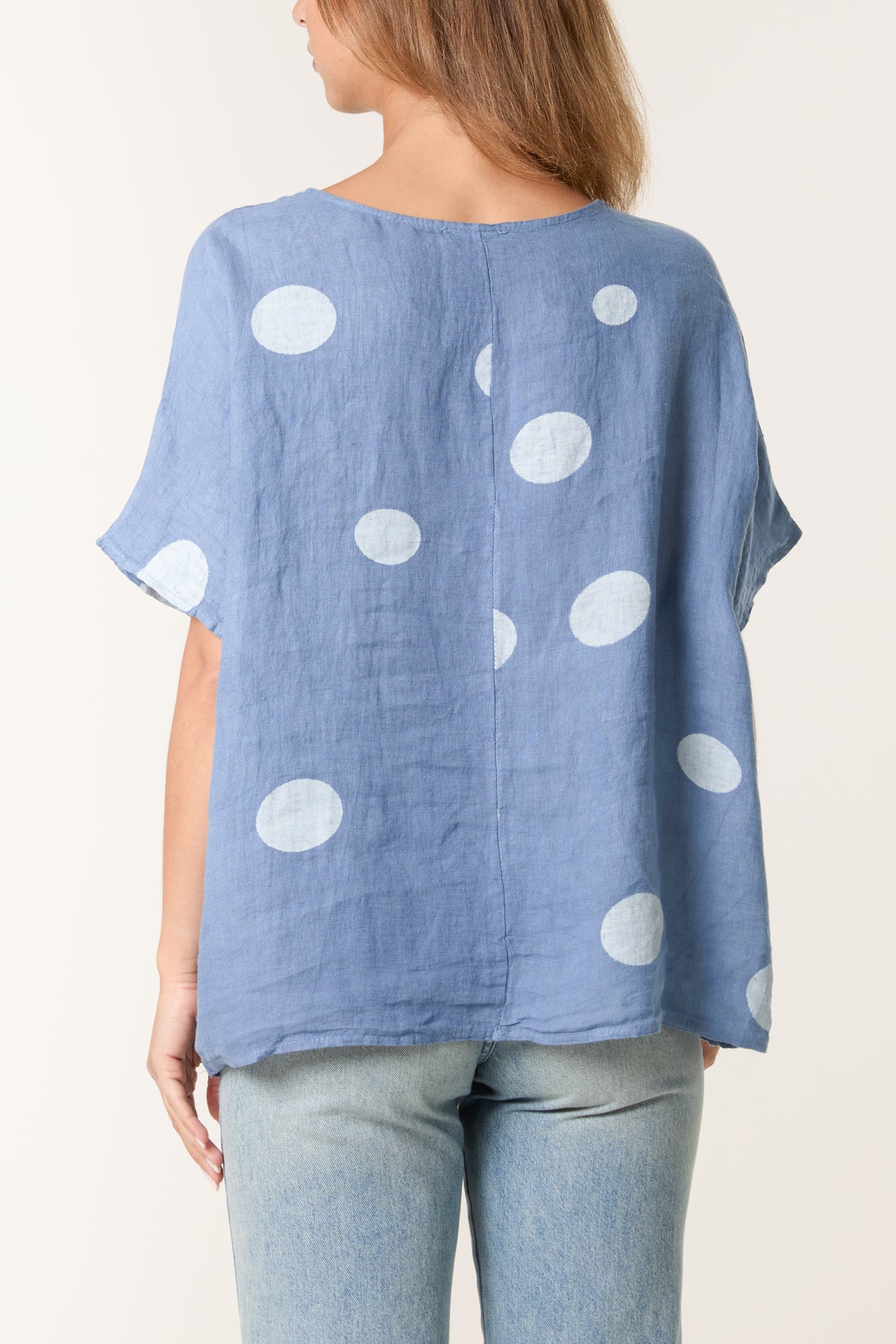 Polka Dot Linen Relaxed Top