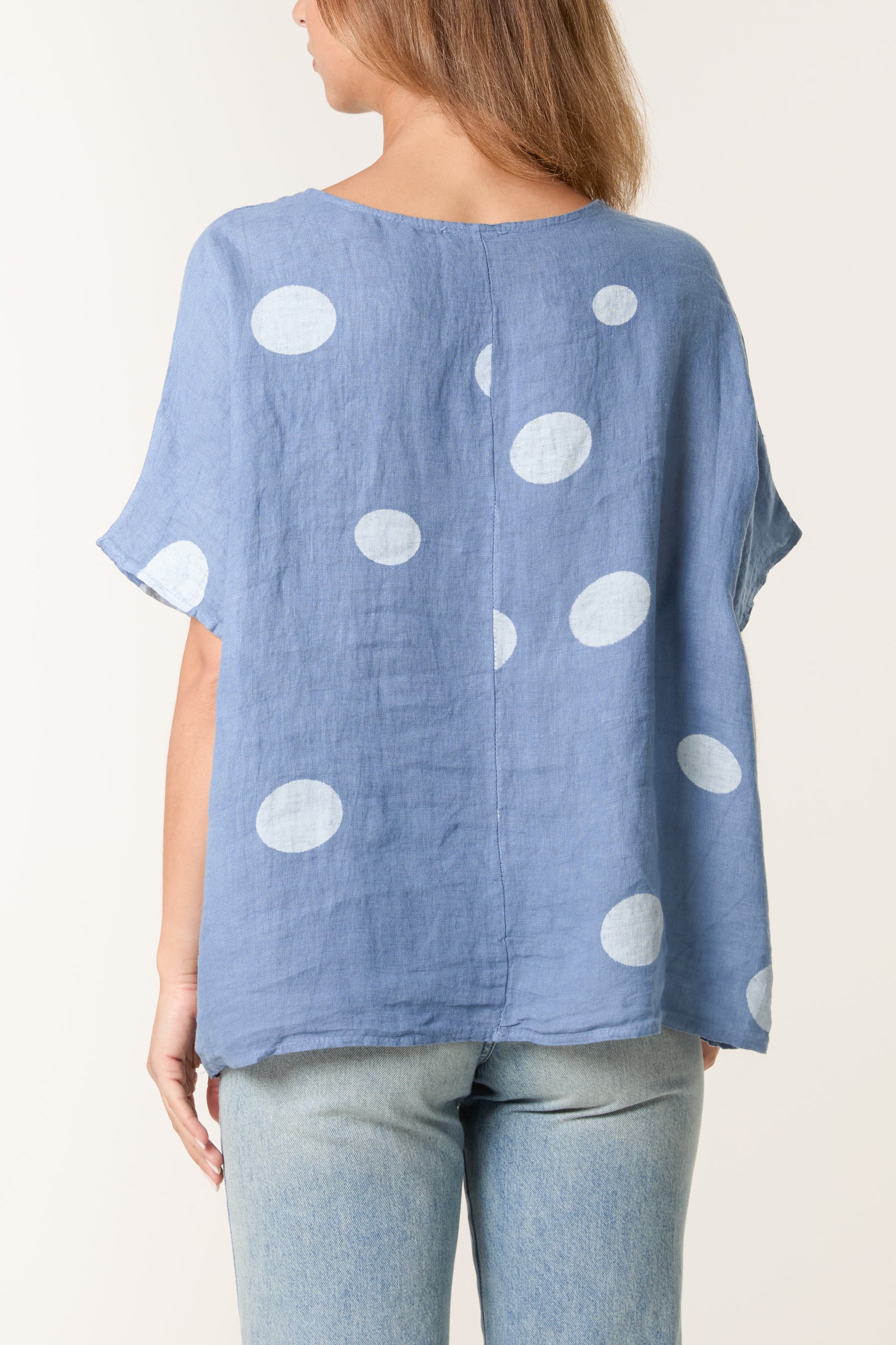 Polka Dot Linen Relaxed Top
