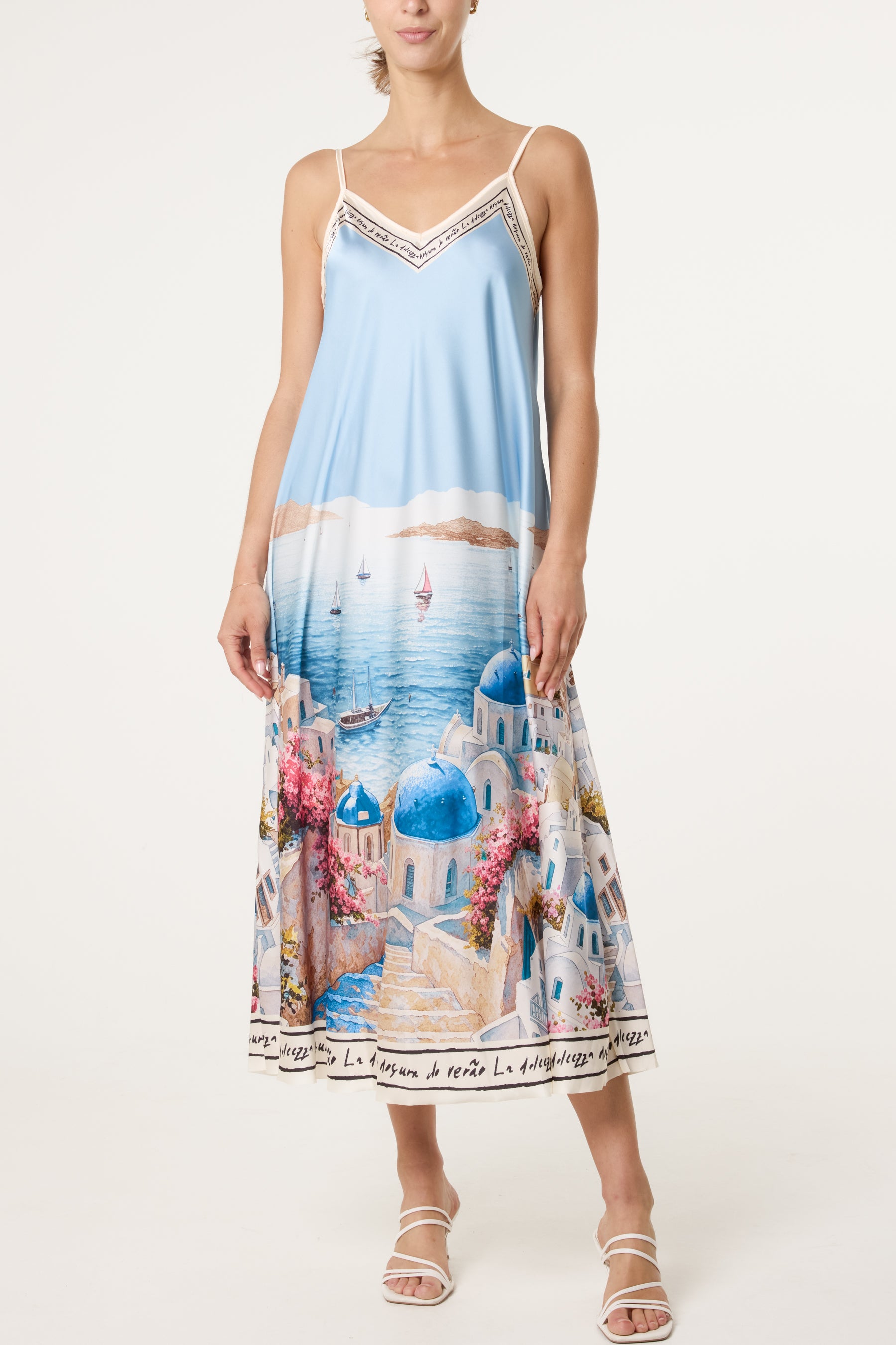 Santorini Satin Cami Midi Dress