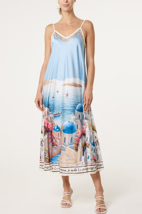 Santorini Satin Cami Midi Dress