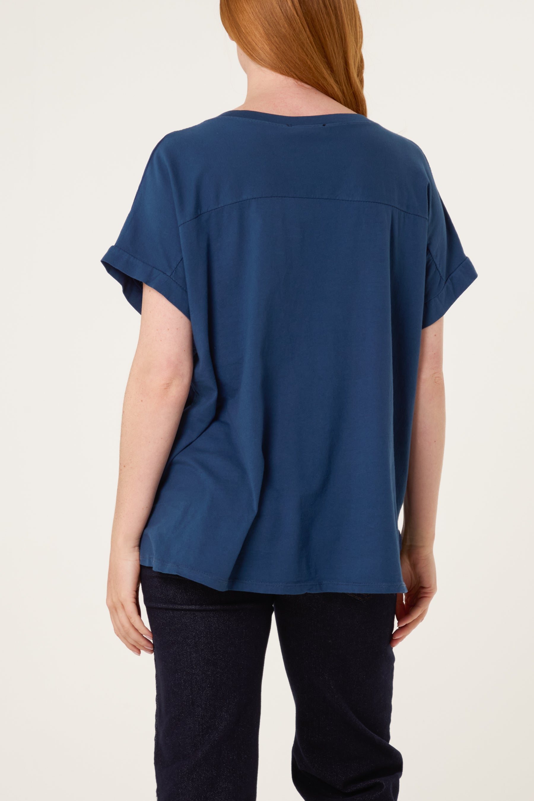 Contrast Edge Asymmetric T-Shirt