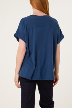 Contrast Edge Asymmetric T-Shirt