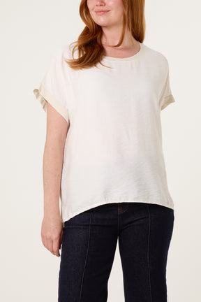 Contrast Edge Asymmetric T-Shirt