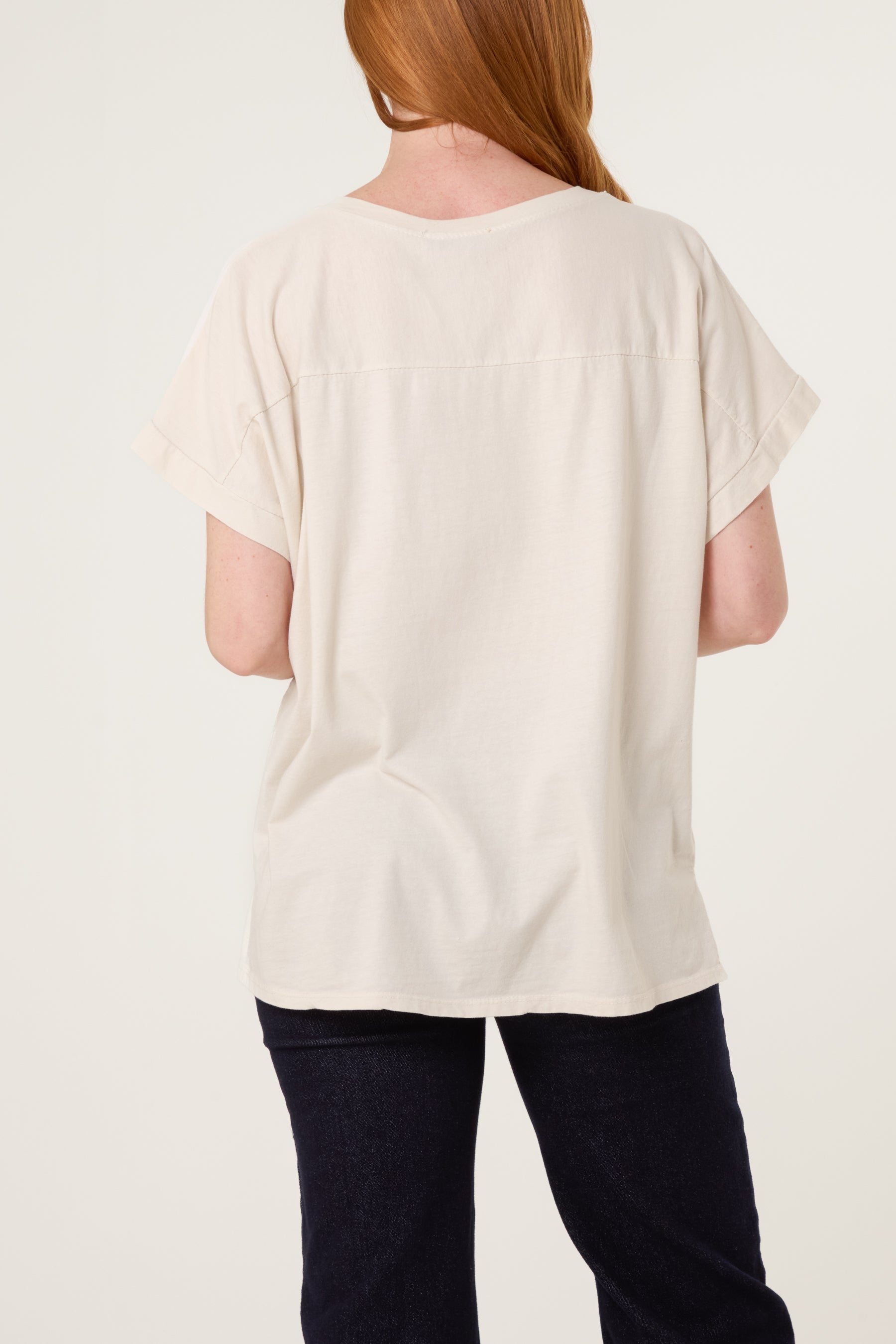 Contrast Edge Asymmetric T-Shirt