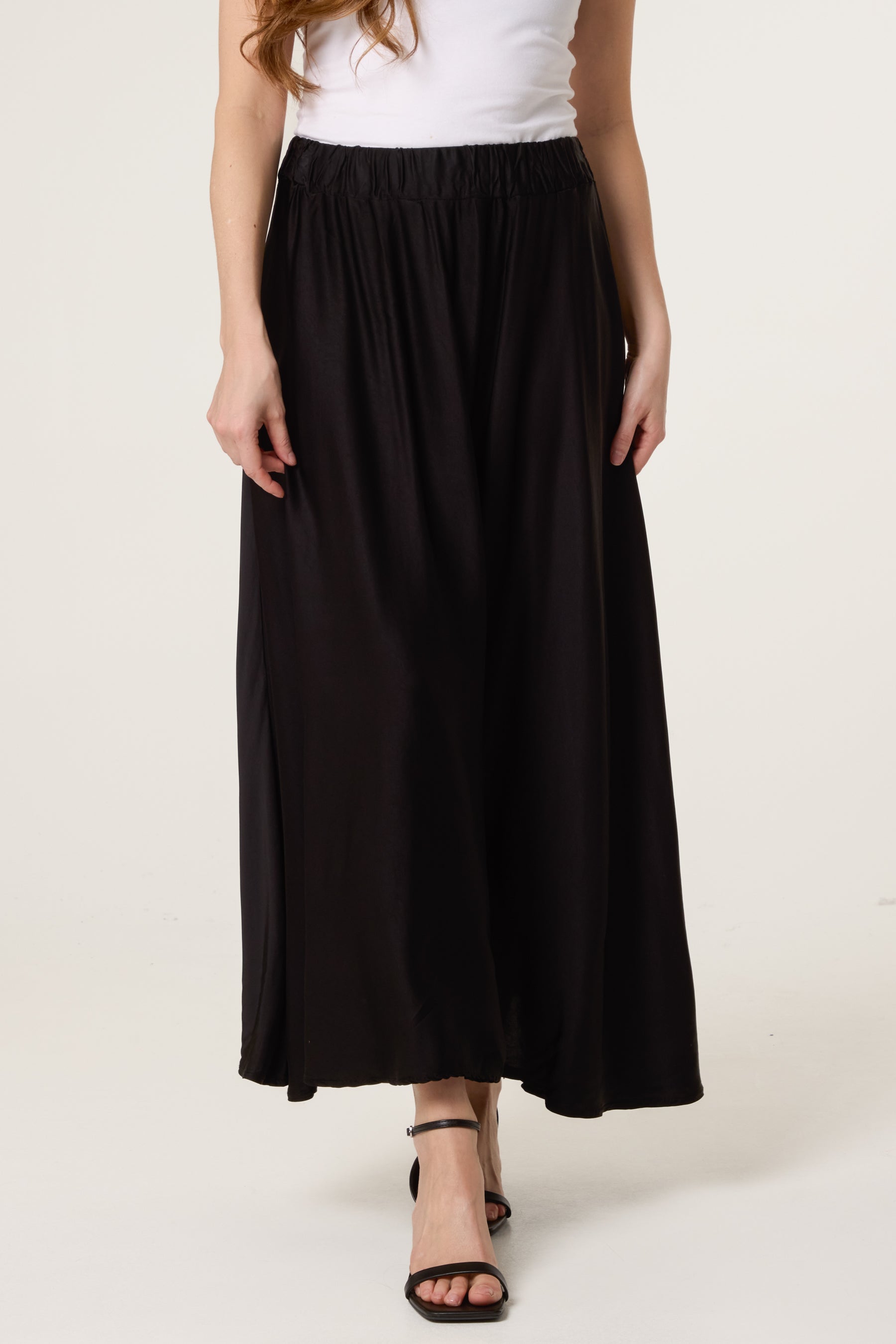 Elasticated Satin Maxi Skirt