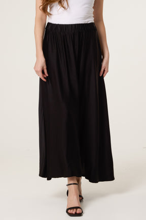 Elasticated Satin Maxi Skirt