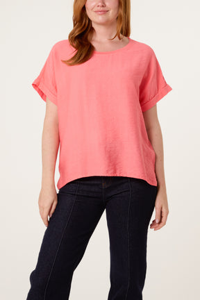 Contrast Edge Asymmetric T-Shirt