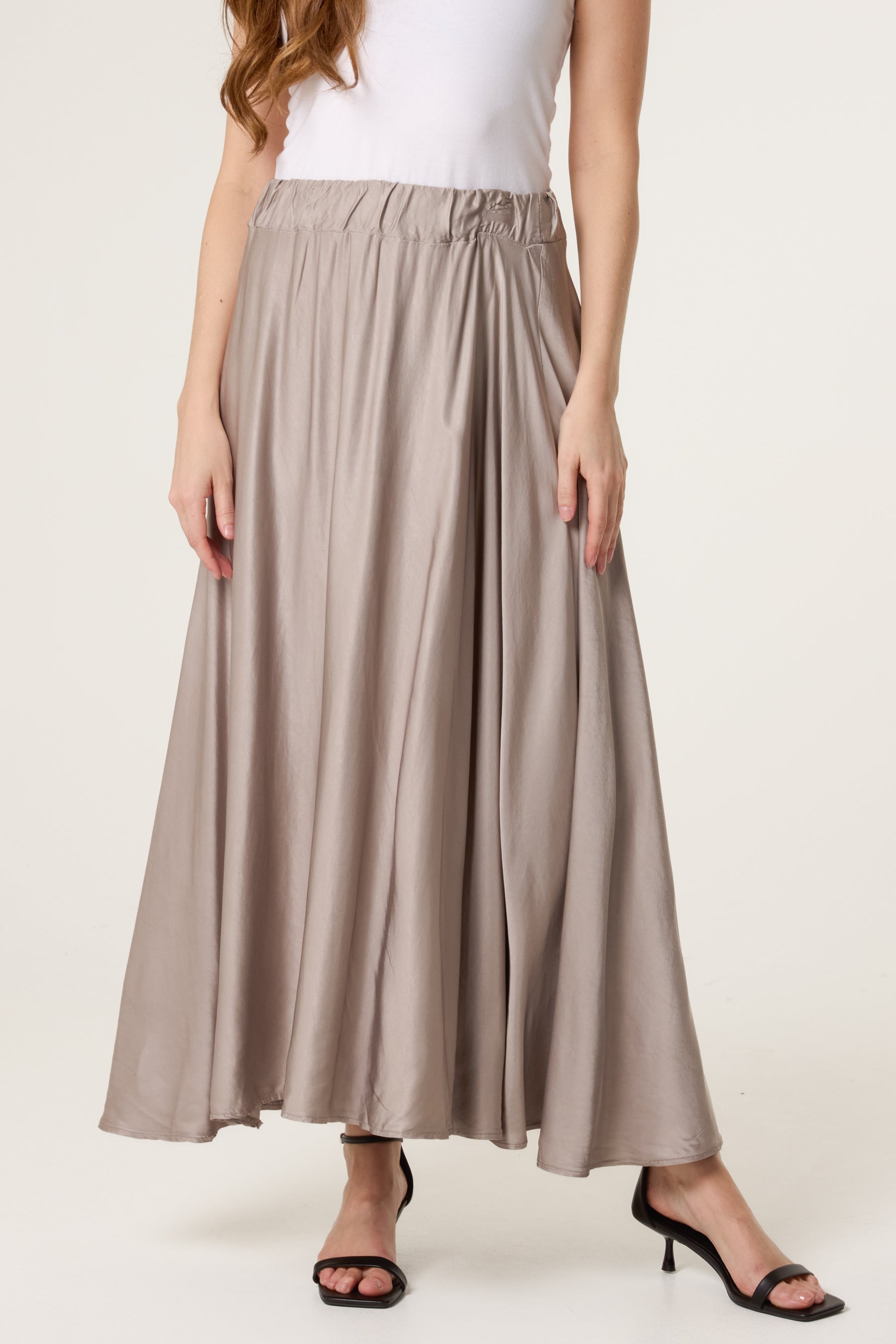Elasticated Satin Maxi Skirt