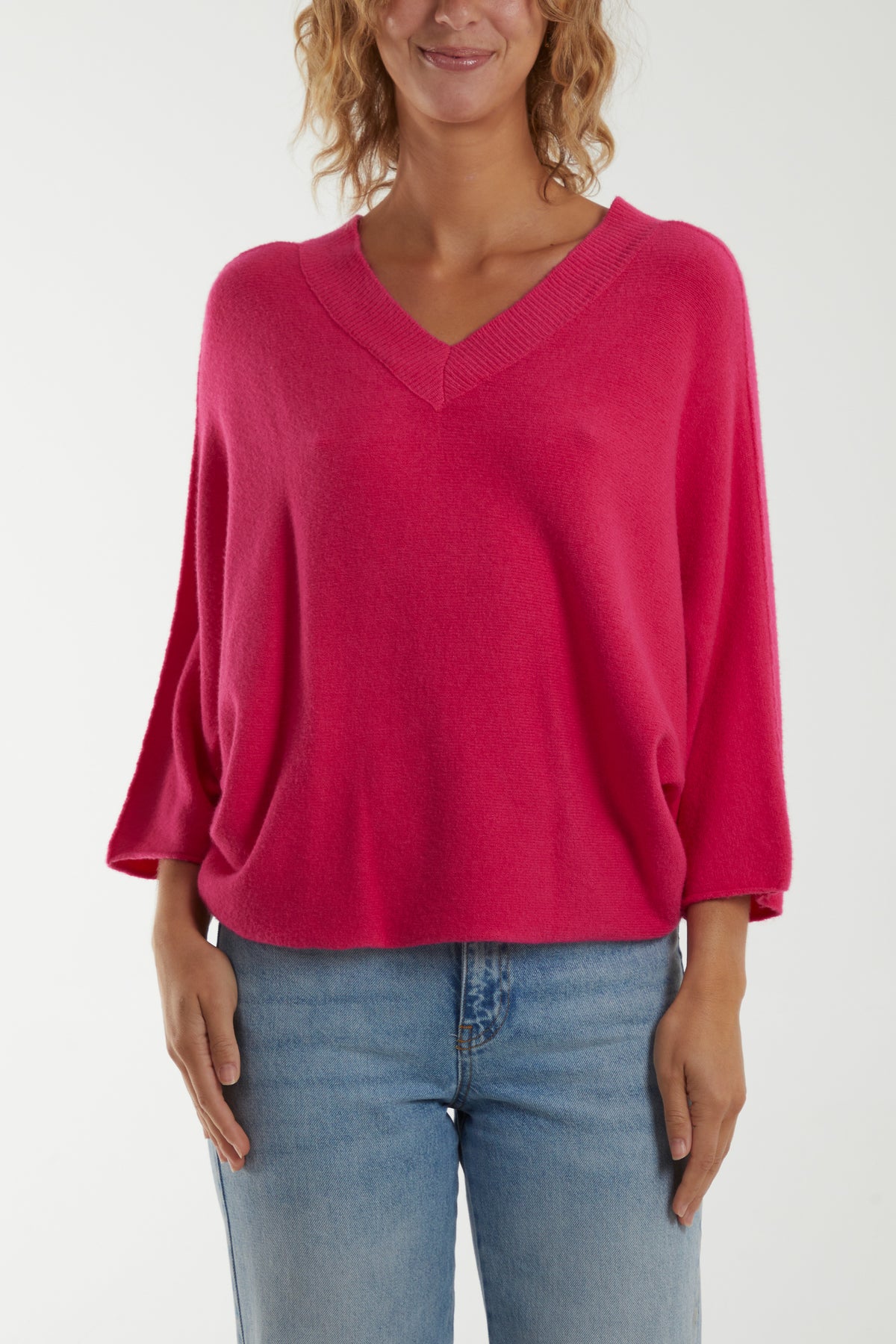 Cropped Soft Touch 3/4 Sleeve Jumper