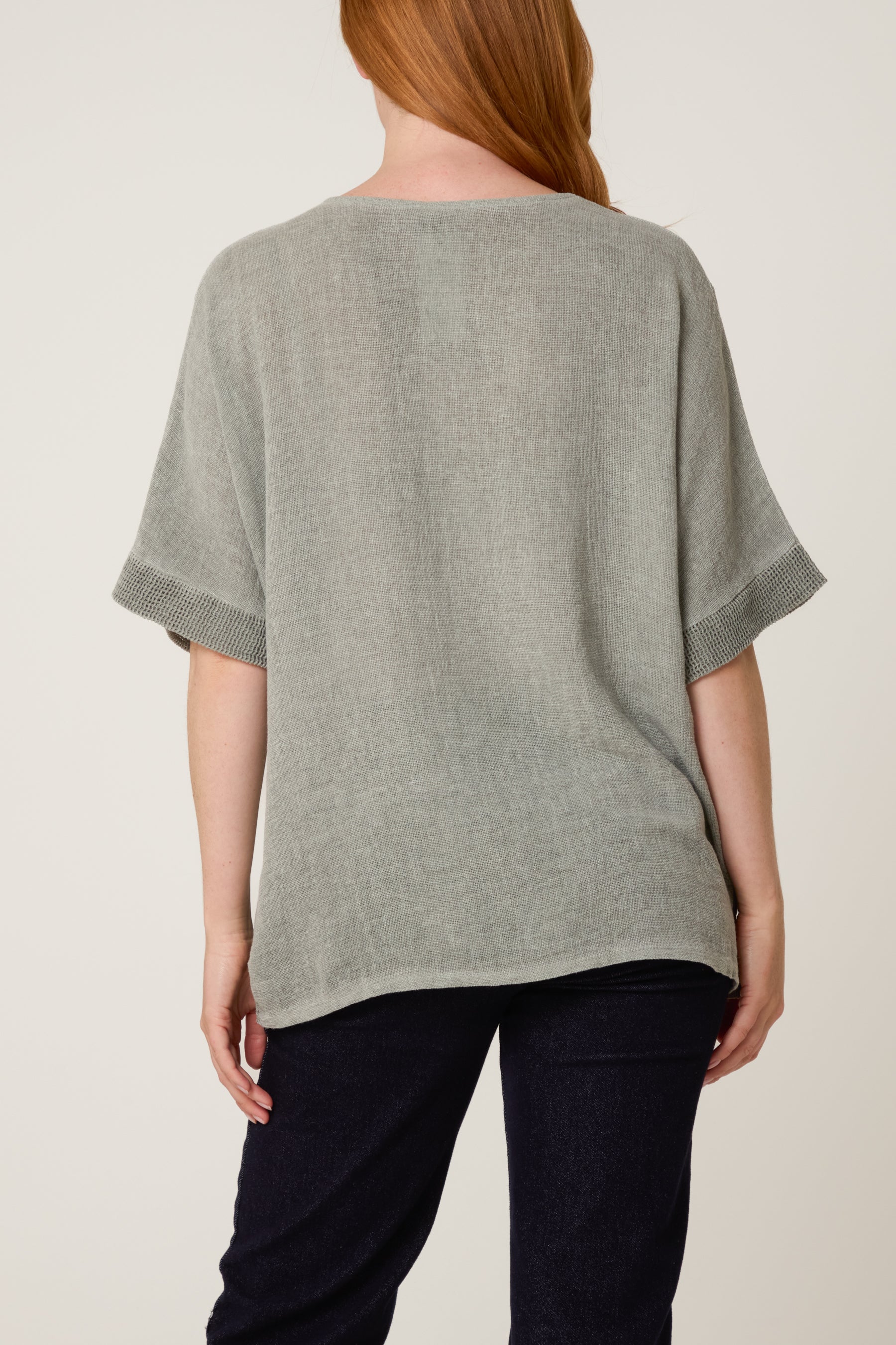 Linen Contrast Pocket Top