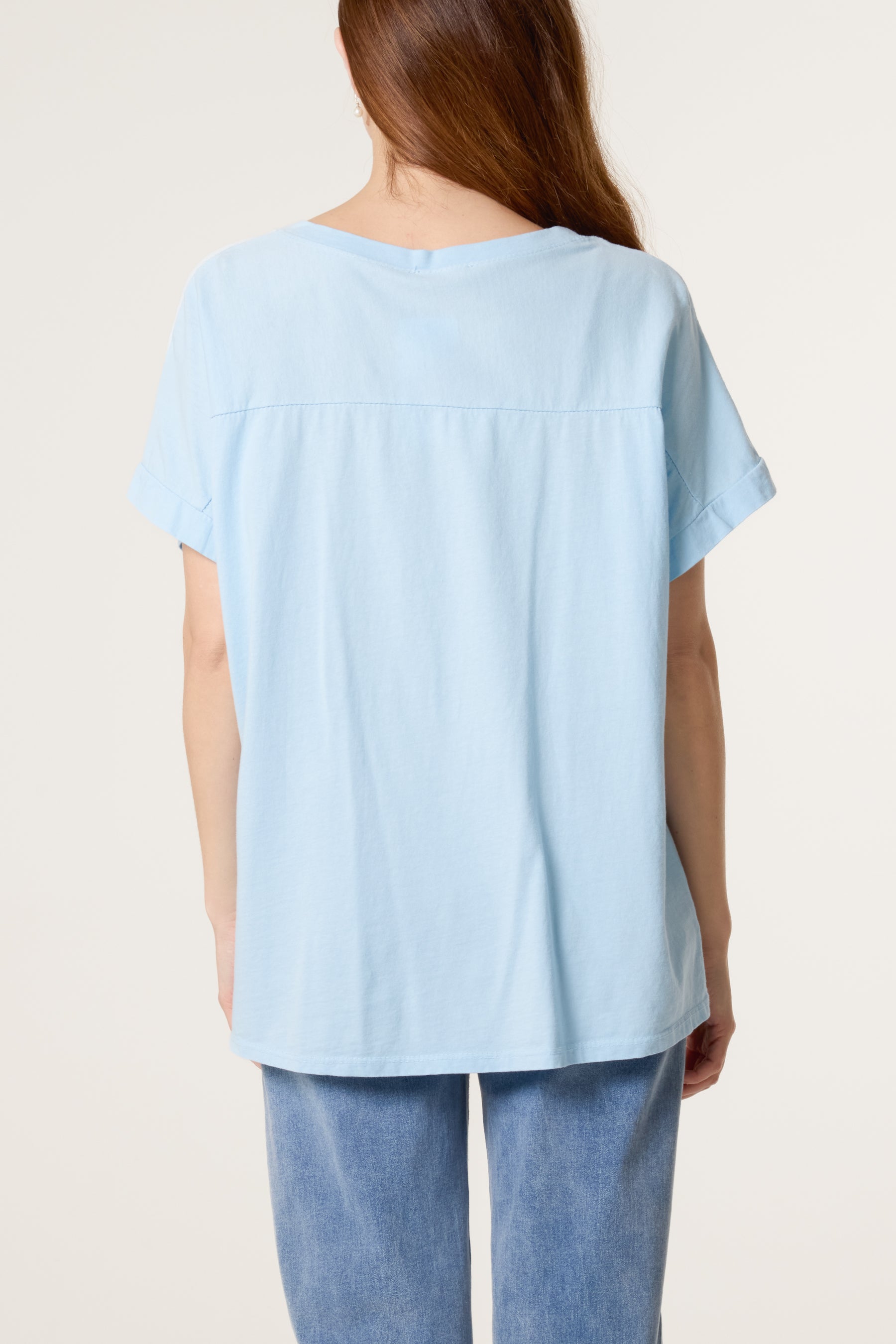 Contrast Edge Asymmetric T-Shirt