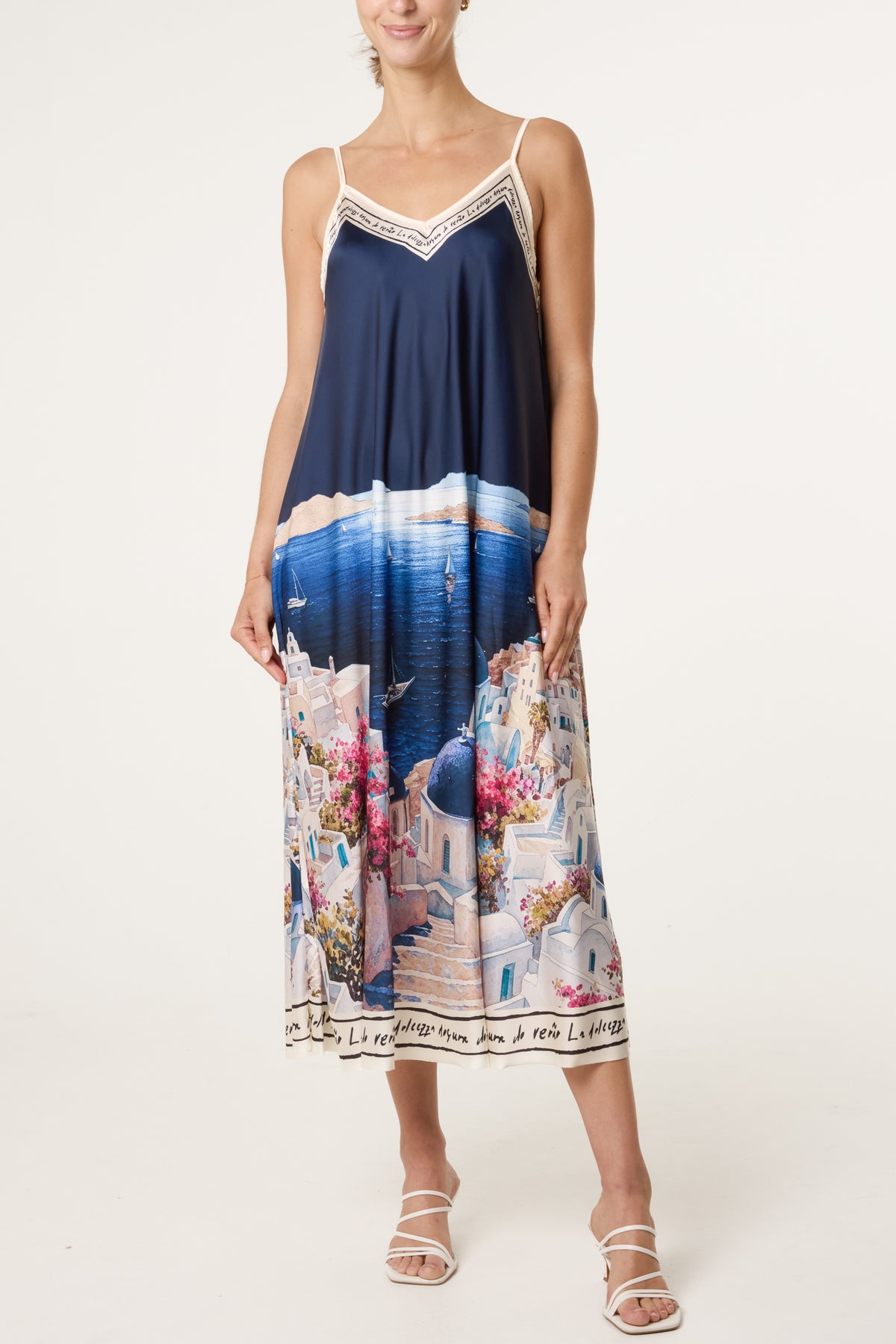 Santorini Satin Cami Midi Dress