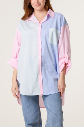 Colourful Striped Asymmetric Longline Shirt