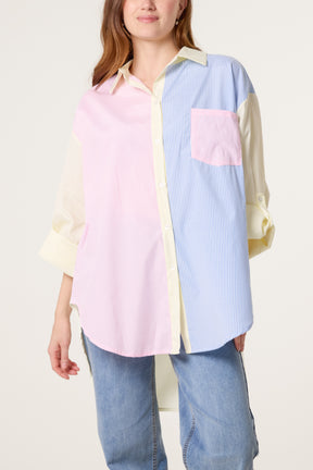 Colourful Striped Asymmetric Longline Shirt