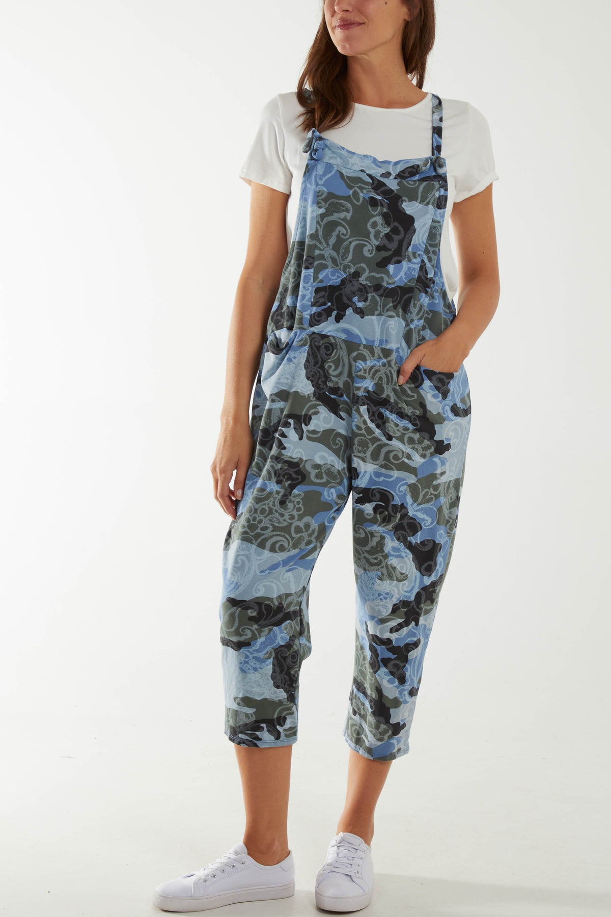 Abstract Floral Pocket Dungarees