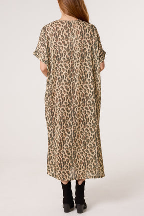 Shimmer Animal Print Midi Dress