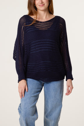 Crochet Knit Long Sleeve Top