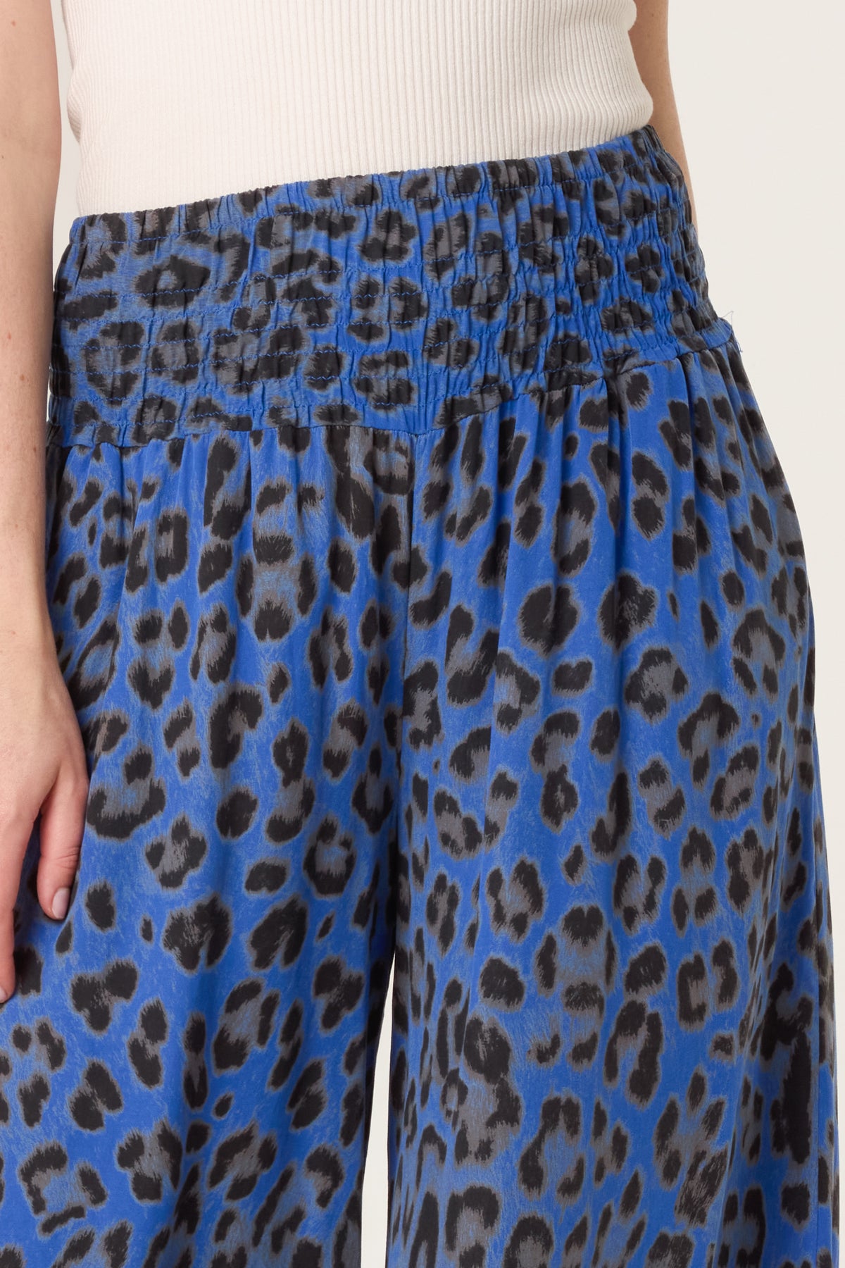 Leopard Print Elastic Wide Leg Trousers