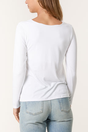 Basic V-Neck Stretch Long Sleeve Top