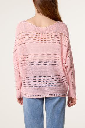 Crochet Knit Long Sleeve Top