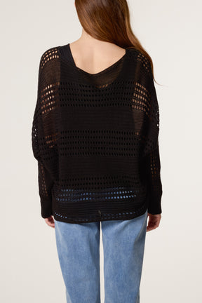 Crochet Knit Long Sleeve Top