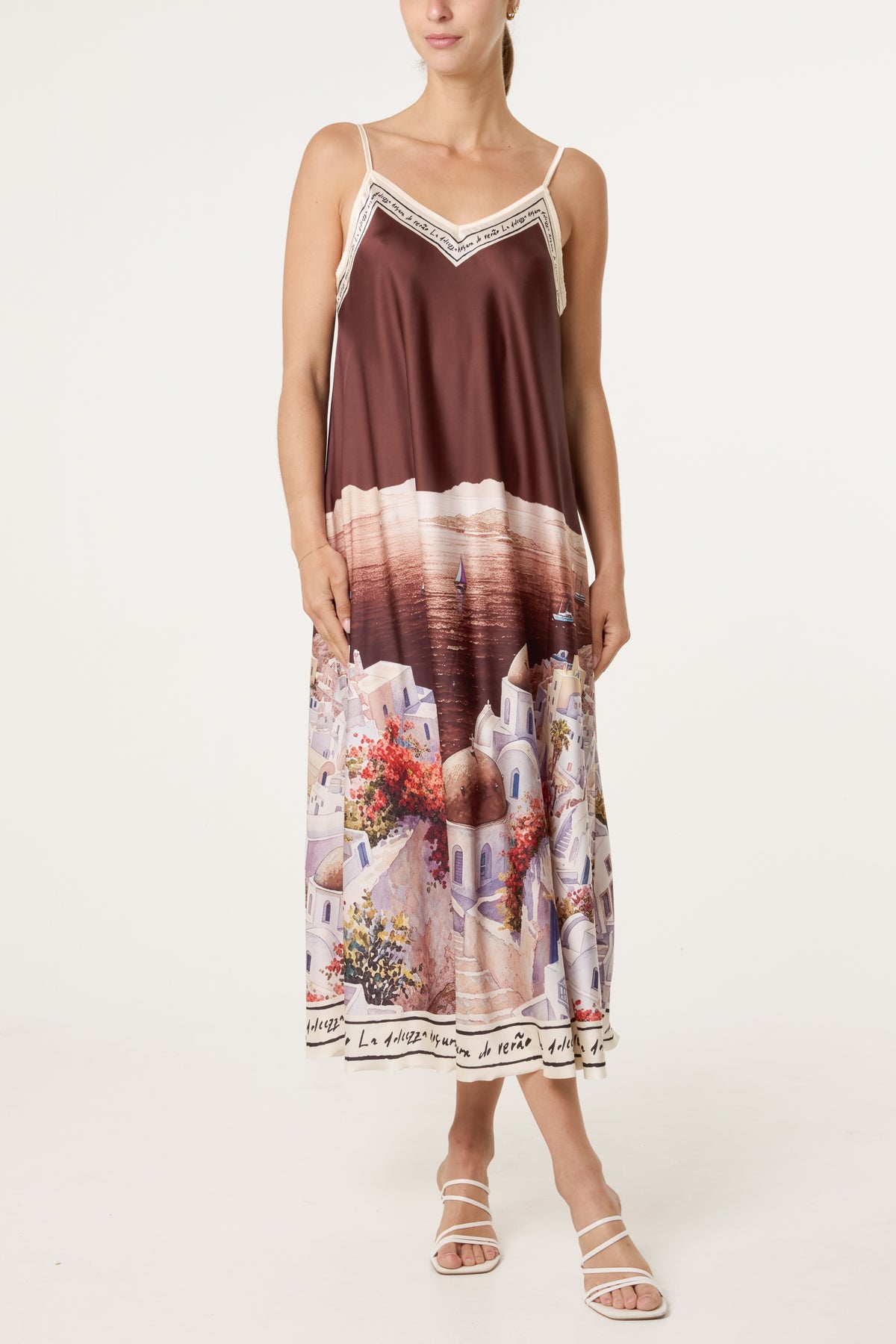 Santorini Satin Cami Midi Dress