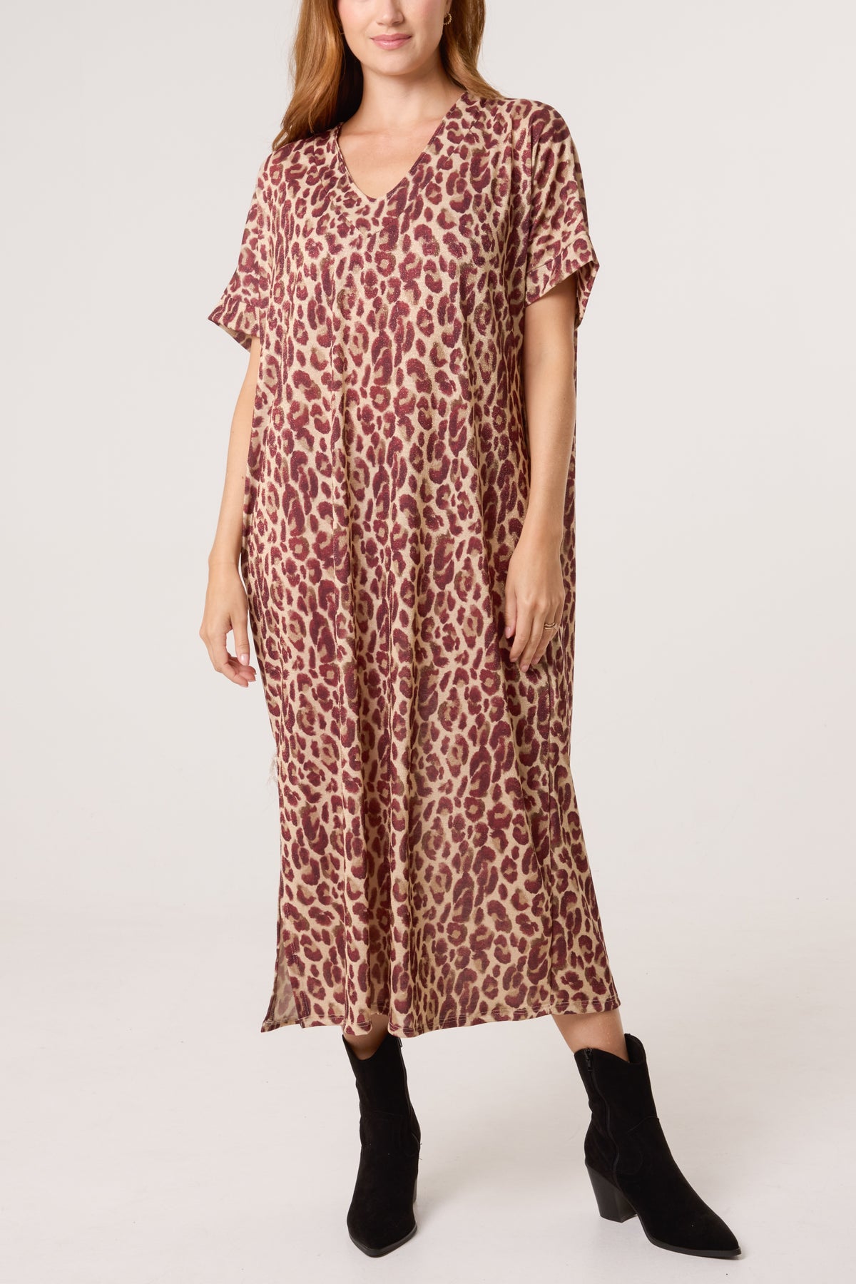 Shimmer Animal Print Midi Dress