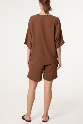 Button Through Tie Top & Shorts Set