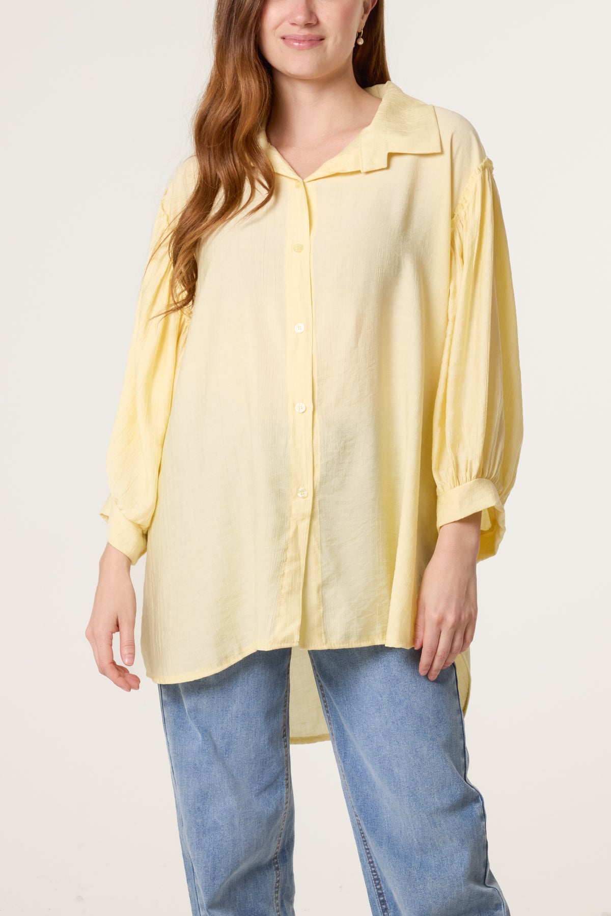 Frilled Shoulder Asymmetric Shirt