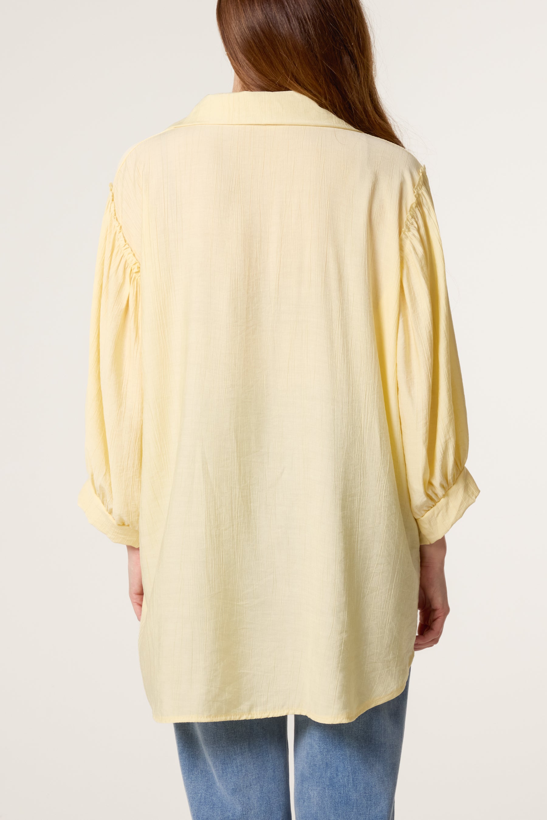 Frilled Shoulder Asymmetric Shirt