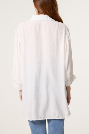 Frilled Shoulder Asymmetric Shirt