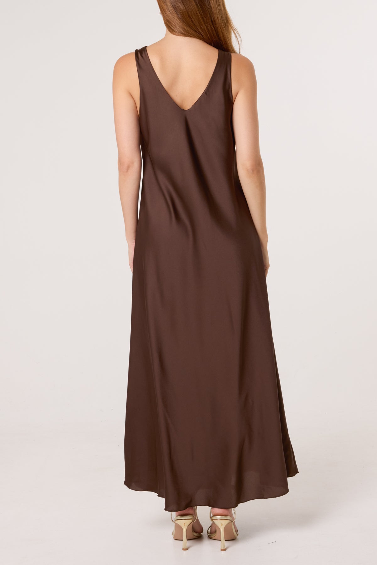 Strap Gold Detail Satin Maxi Dress