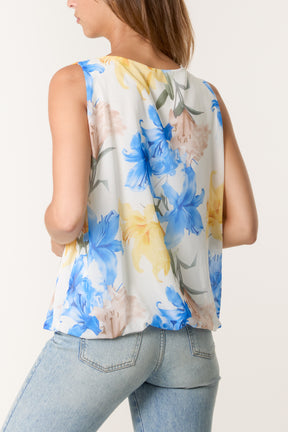 Vintage Lily Print Puffball Vest