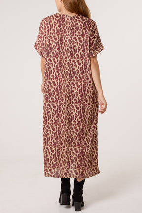Shimmer Animal Print Midi Dress