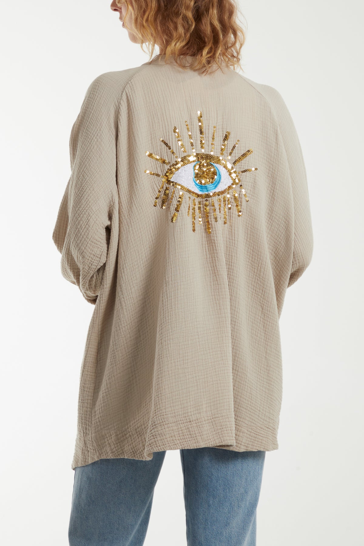 Evil Eye Cheesecloth Buttonless Shirt