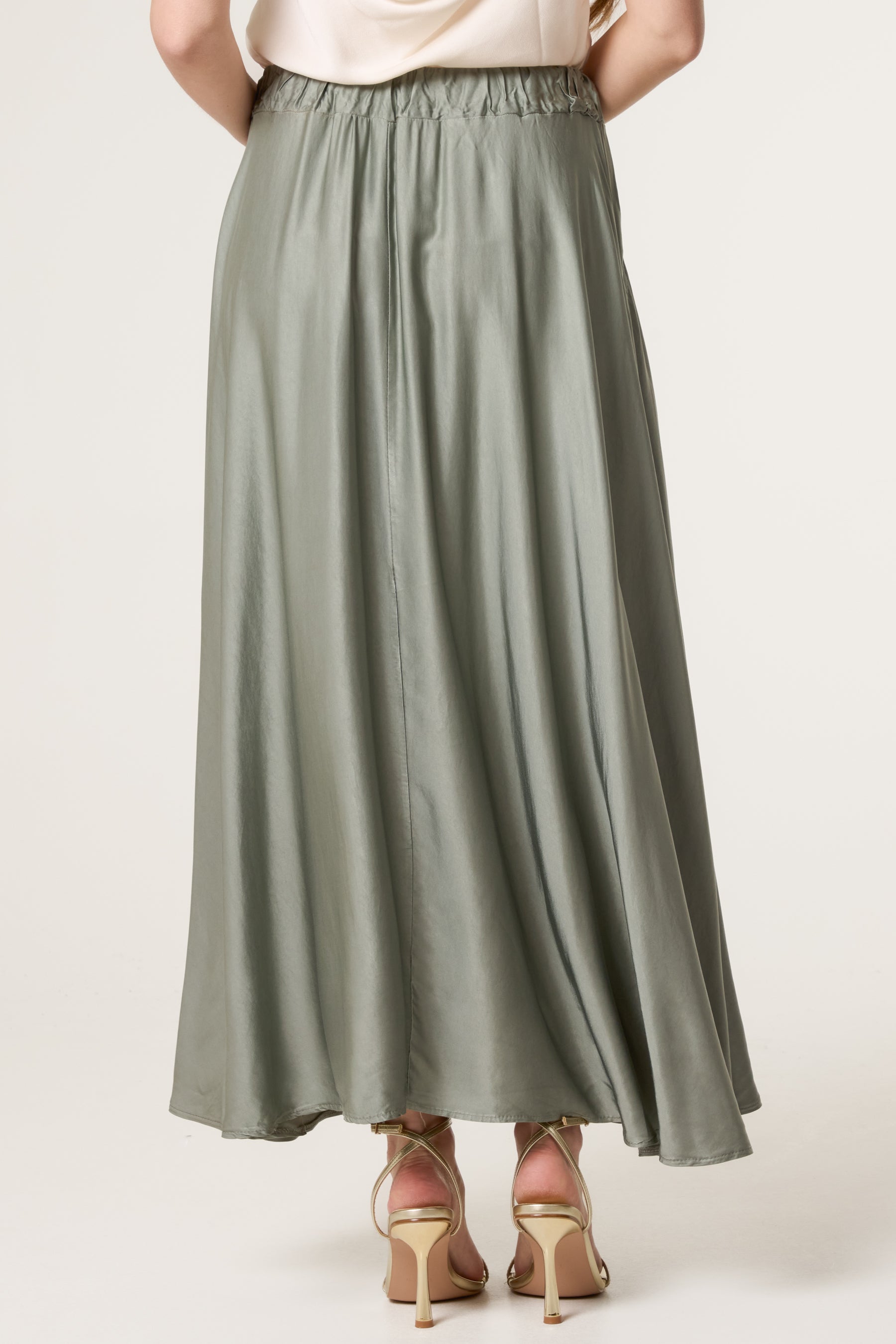 Elasticated Satin Maxi Skirt