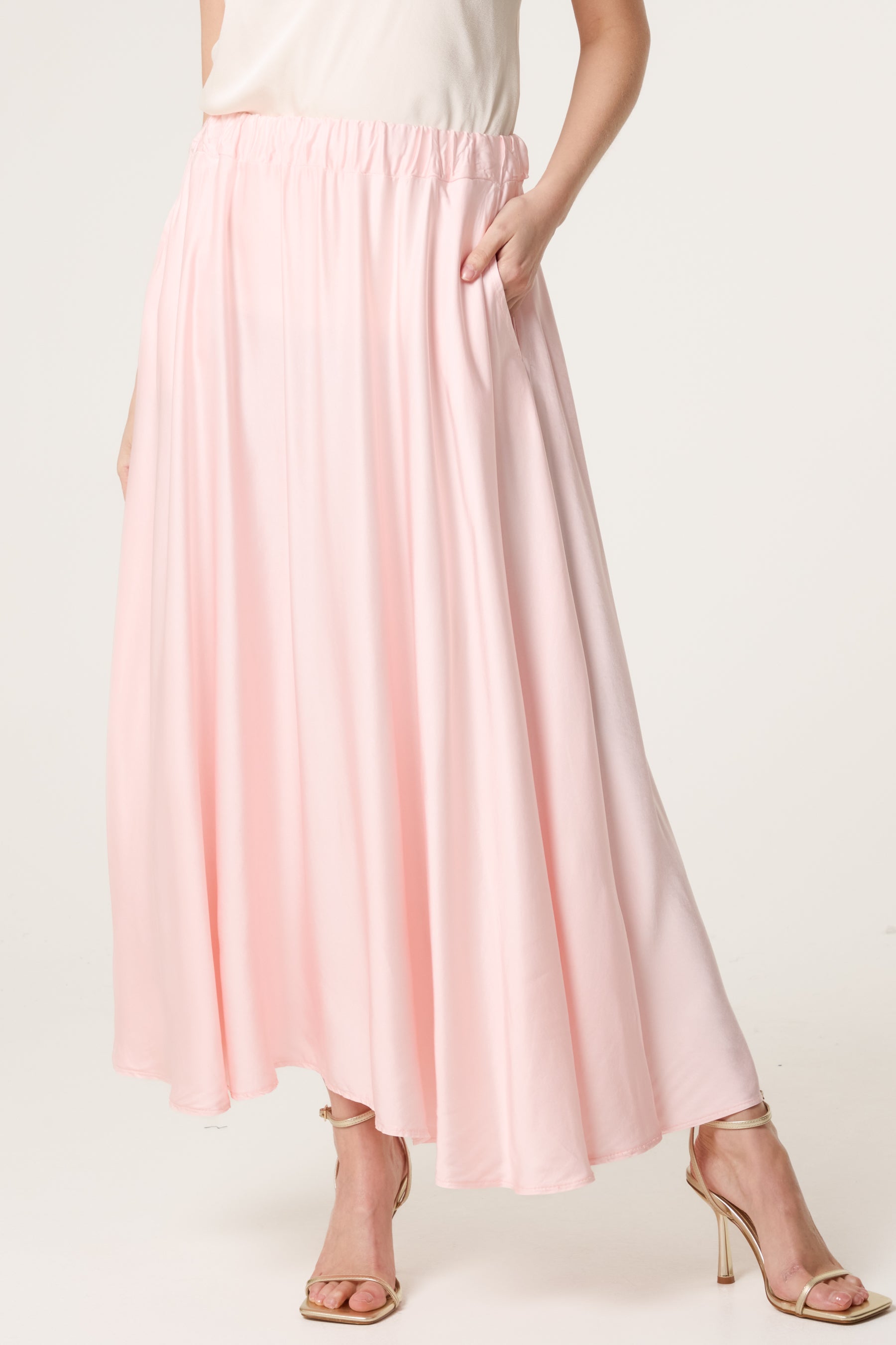 Elasticated Satin Maxi Skirt