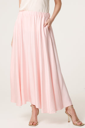 Elasticated Satin Maxi Skirt