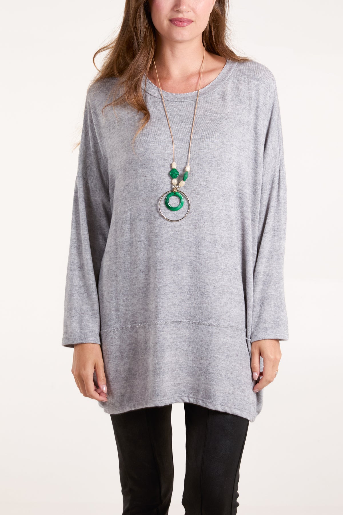 Silver Stitch Soft Knit Necklace Top