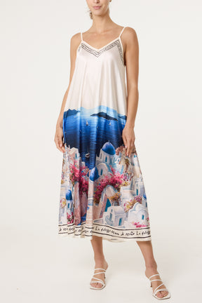 Santorini Satin Cami Midi Dress