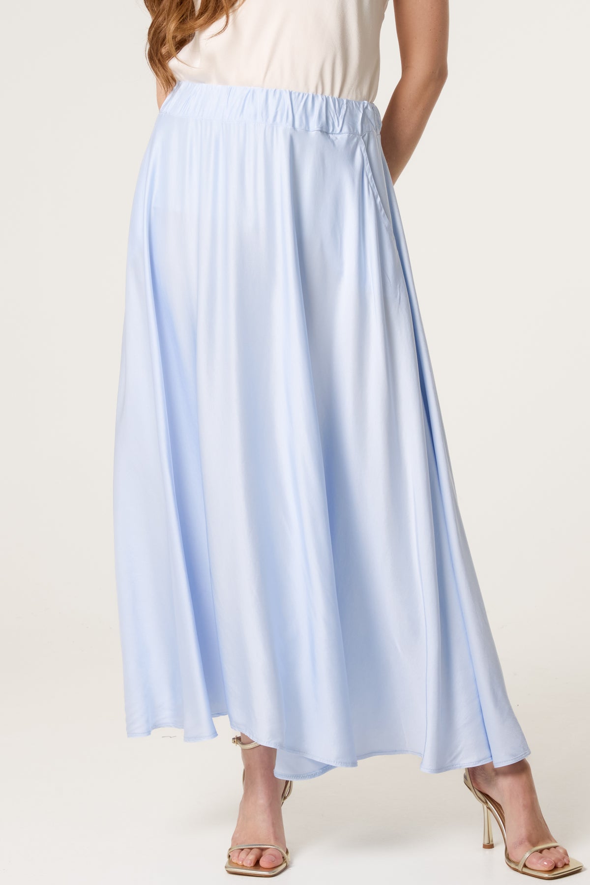 Elasticated Satin Maxi Skirt