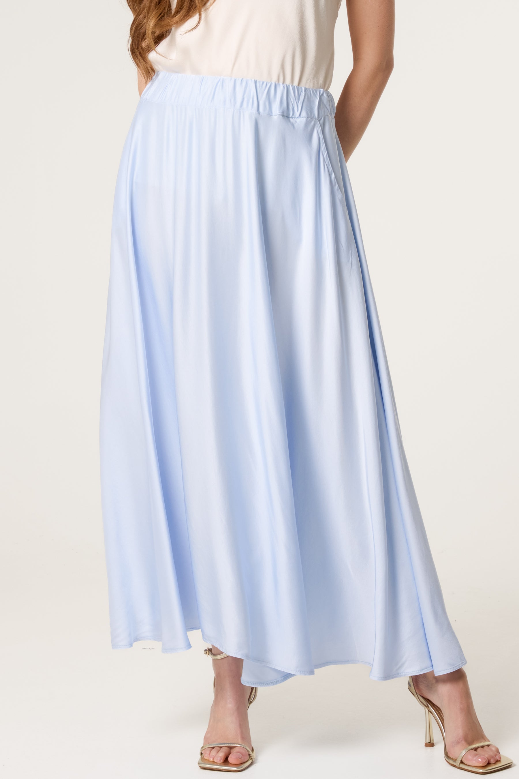 Elasticated Satin Maxi Skirt