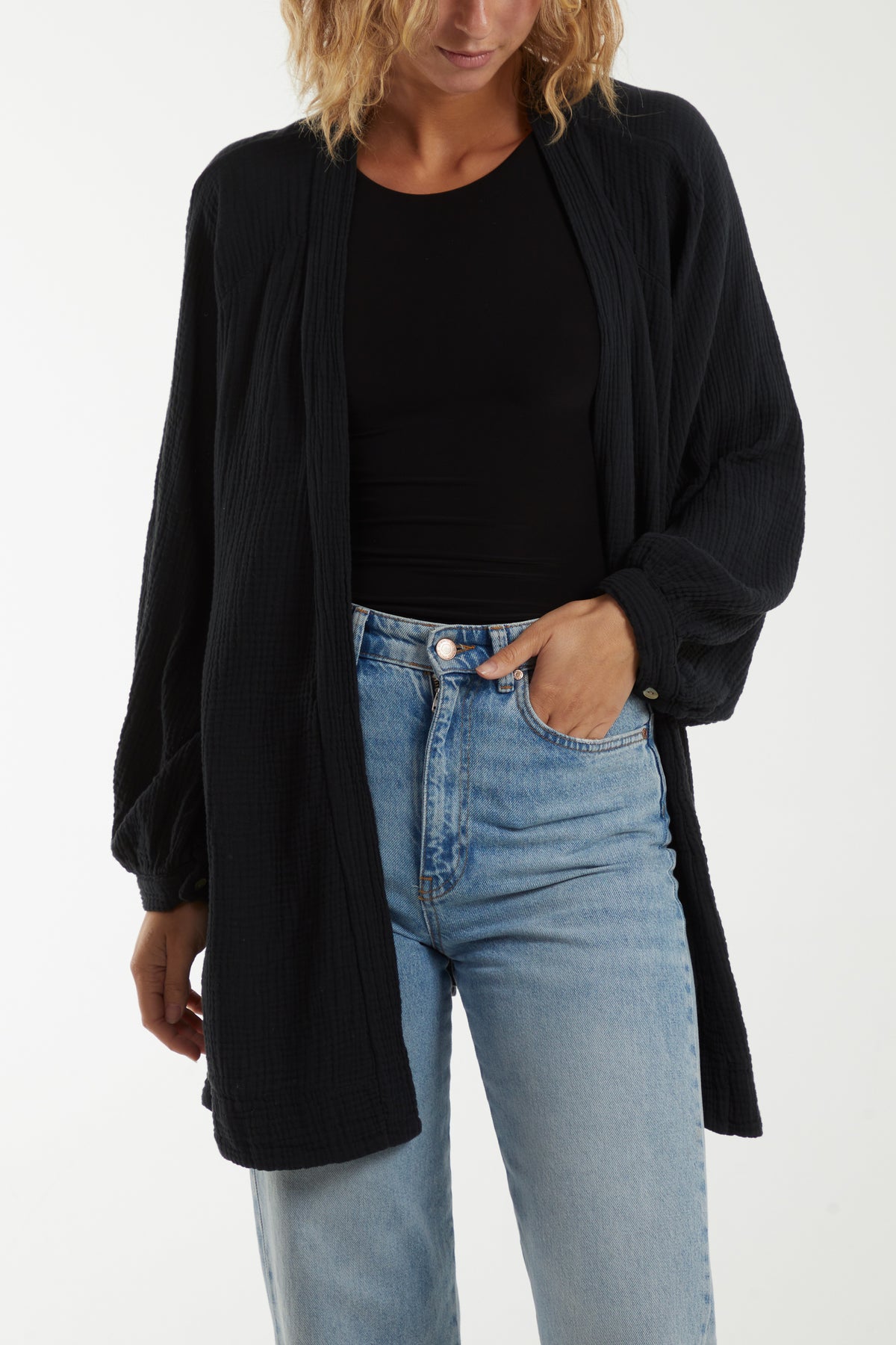 Evil Eye Cheesecloth Buttonless Shirt