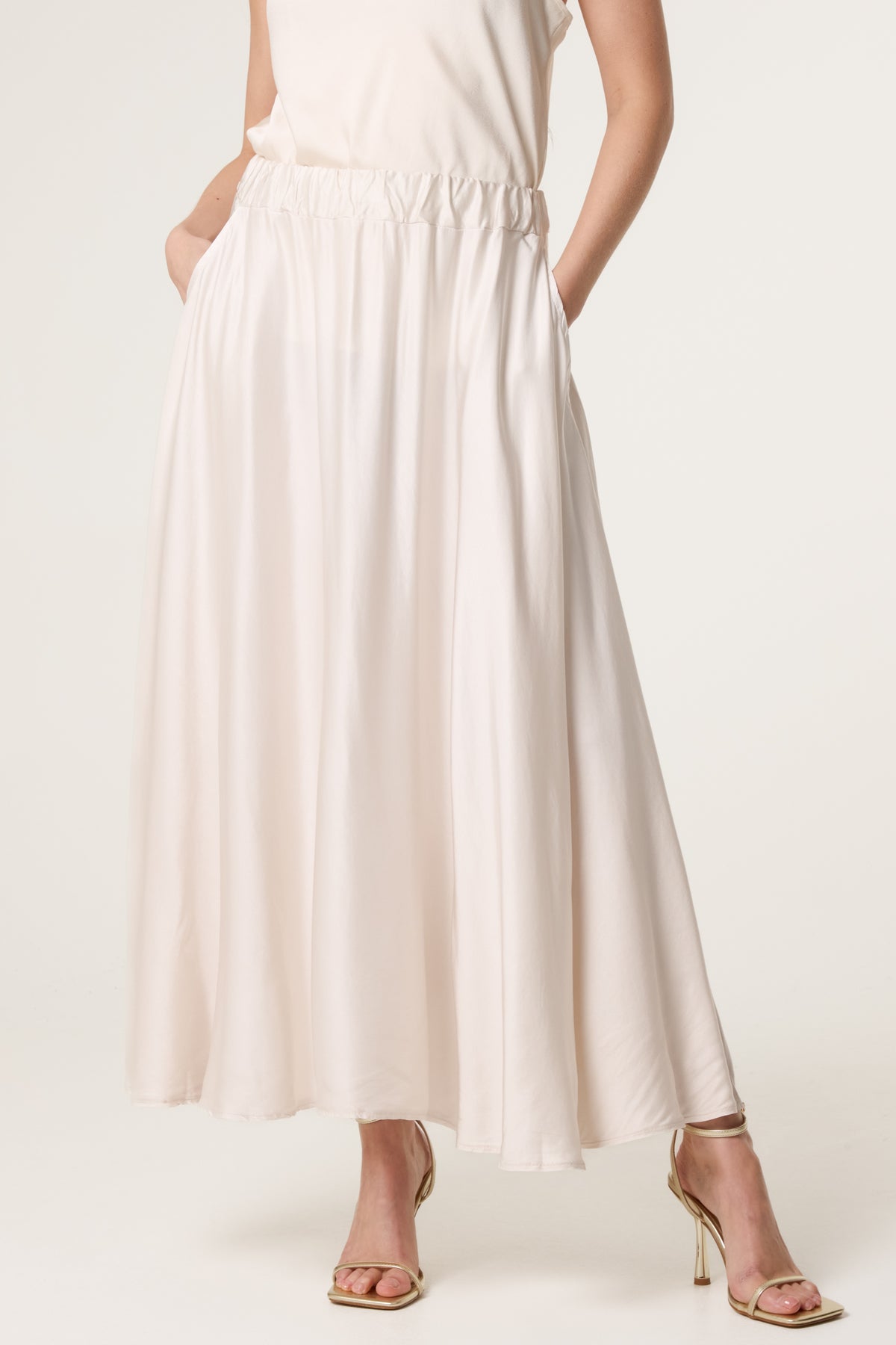 Elasticated Satin Maxi Skirt