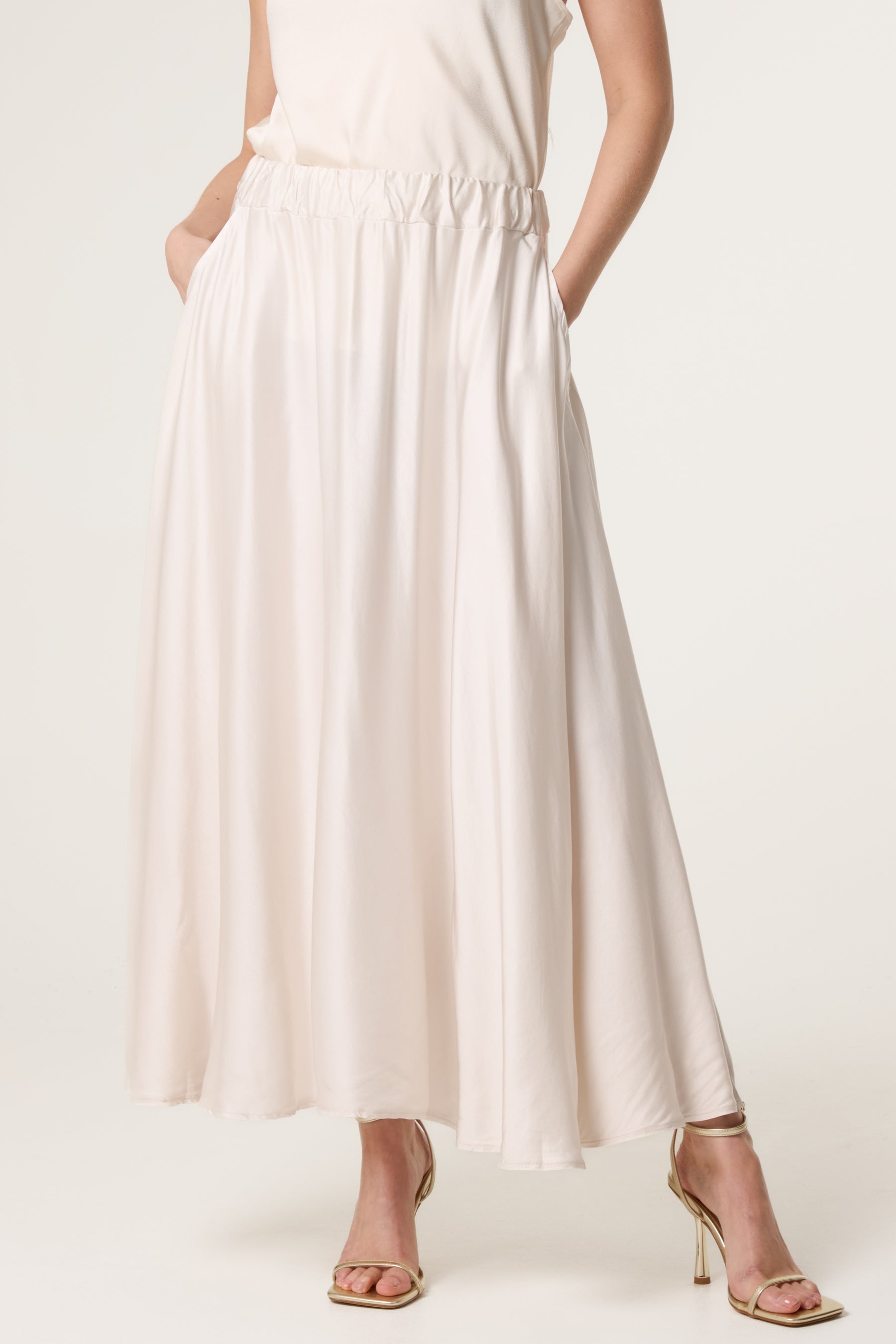 Elasticated Satin Maxi Skirt