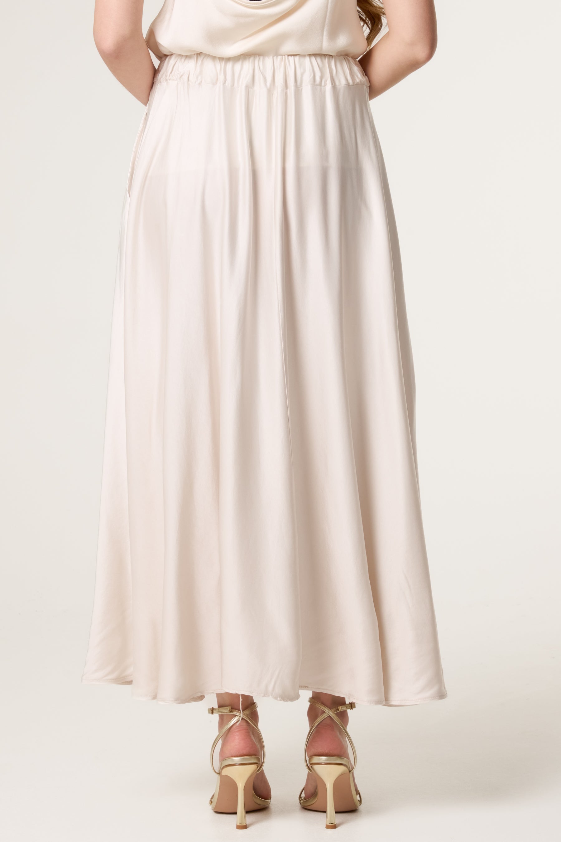 Elasticated Satin Maxi Skirt