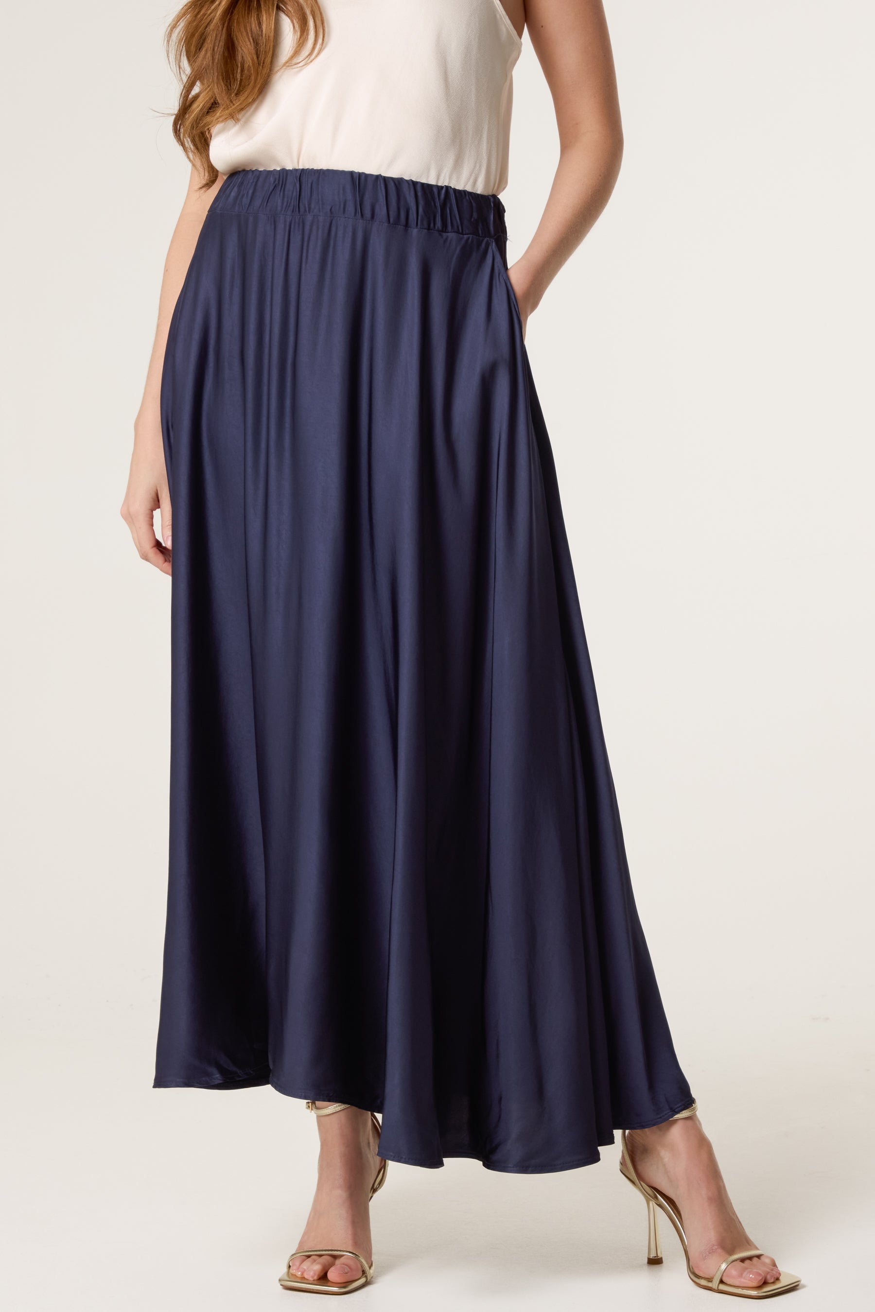 Elasticated Satin Maxi Skirt