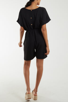 Tie Belt & Button Back Playsuit